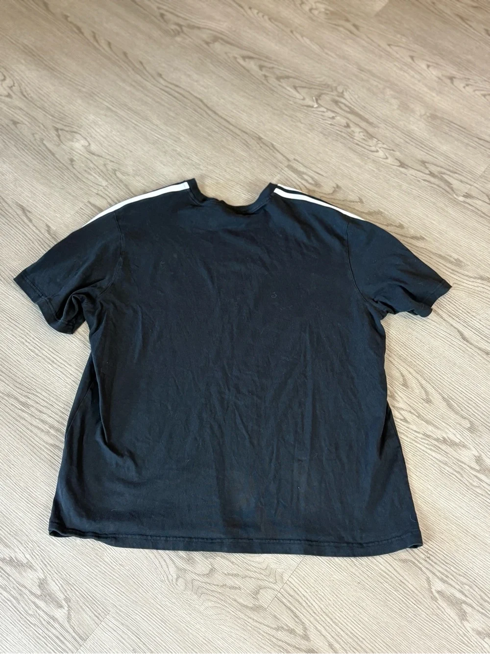 adidas Black Short-Sleeve Trefoil Stripe Tee
